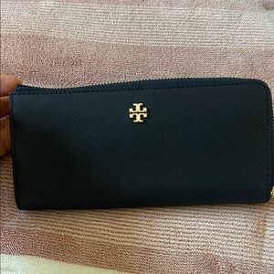 Tory Burch Black Wallet with Gold Logo